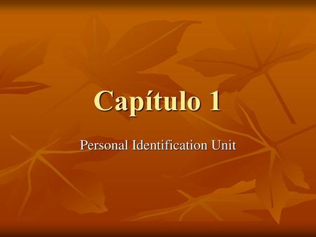 Personal Identification Unit