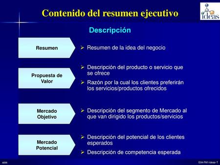 Contenido del resumen ejecutivo