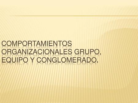 COMPORTAMIENTOS ORGANIZACIONALES GRUPO, EQUIPO Y CONGLOMERADO.