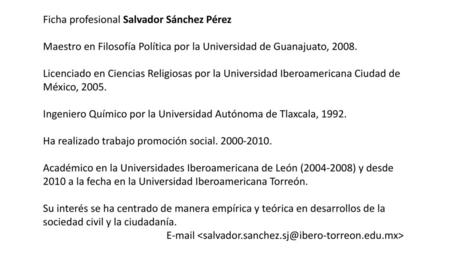 Ficha profesional Salvador Sánchez Pérez