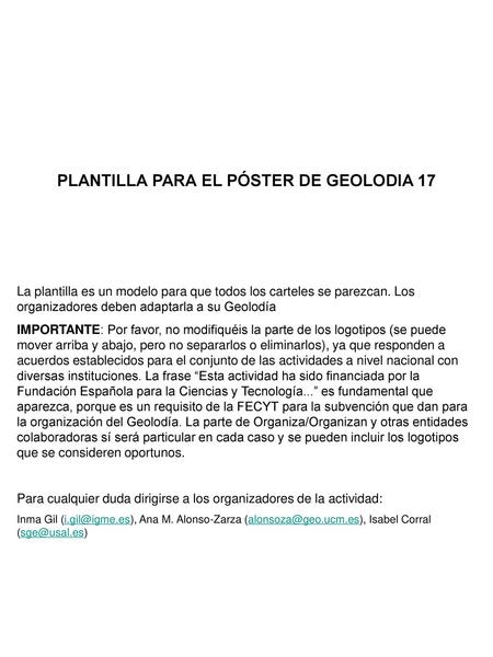 PLANTILLA PARA EL PÓSTER DE GEOLODIA 17