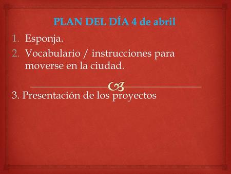 PLAN DEL DÍA 4 de abril Esponja.