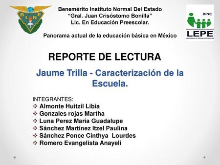 Jaume Trilla - Caracterización de la Escuela.