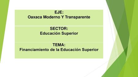 Oaxaca Moderno Y Transparente Financiamiento de la Educación Superior