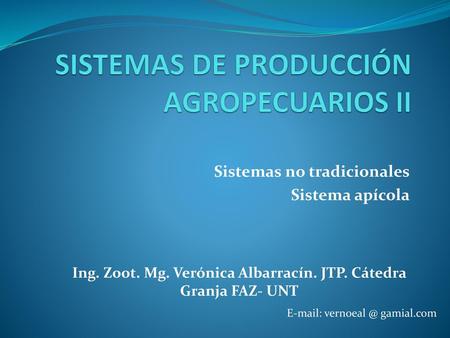 SISTEMAS DE PRODUCCIÓN AGROPECUARIOS II
