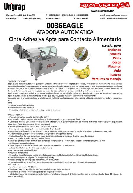 Cinta Adhesiva Apta para Contacto Alimentario
