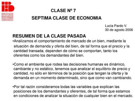 SEPTIMA CLASE DE ECONOMIA