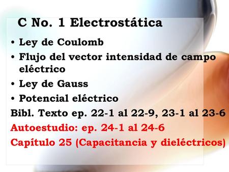 C No. 1 Electrostática Ley de Coulomb