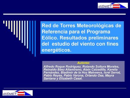 Red de Torres Meteorológicas de Referencia para el Programa Eólico