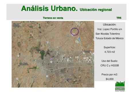 Análisis Urbano. Ubicación regional Terreno en venta TR5