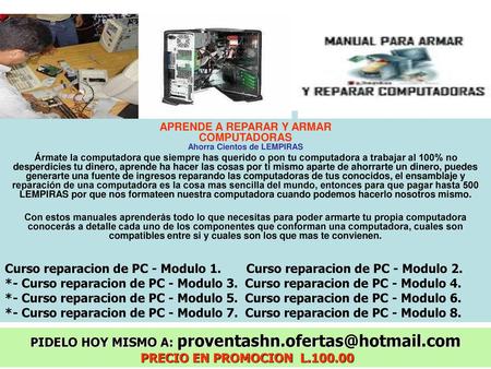 APRENDE A REPARAR Y ARMAR  COMPUTADORAS Ahorra Cientos de LEMPIRAS