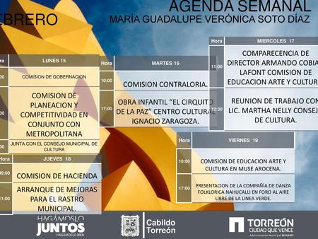 AGENDA SEMANAL FEBRERO MARÍA GUADALUPE VERÓNICA SOTO DÍAZ