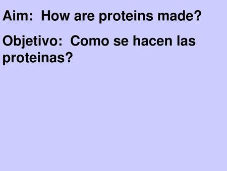 Aim:  How are proteins made?