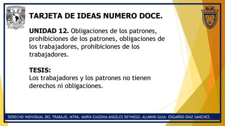 TARJETA DE IDEAS NUMERO DOCE.