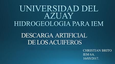 DESCARGA ARTIFICIAL DE LOS ACUIFEROS