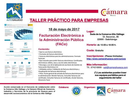 TALLER PRÁCTICO PARA EMPRESAS Sede de la Comarca Alto Gállego