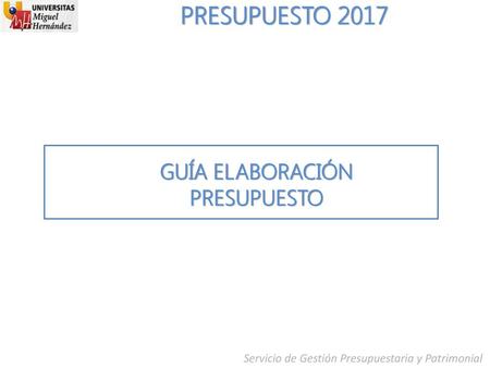 GUÍA ELABORACIÓN PRESUPUESTO