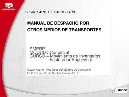 MANUAL DE DESPACHO POR OTROS MEDIOS DE TRANSPORTES