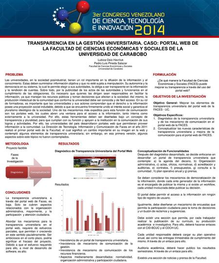 TRANSPARENCIA EN LA GESTIÓN UNIVERSITARIA. CASO: PORTAL WEB DE
