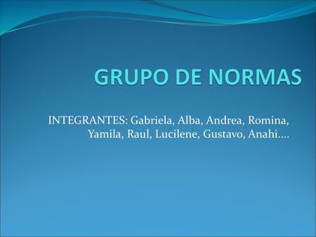 GRUPO DE NORMAS INTEGRANTES: Gabriela, Alba, Andrea, Romina, Yamila, Raul, Lucilene, Gustavo, Anahi....