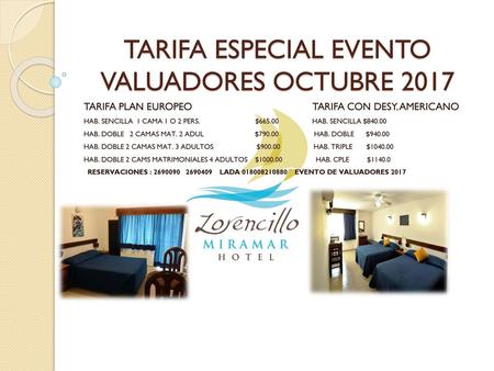 TARIFA ESPECIAL EVENTO VALUADORES OCTUBRE 2017