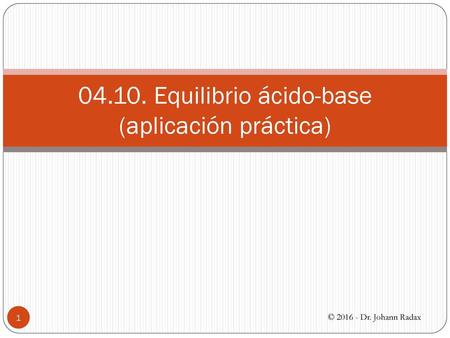 Equilibrio ácido-base (aplicación práctica)