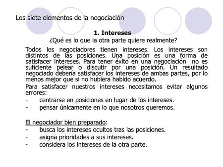 Los siete elementos de la negociación
