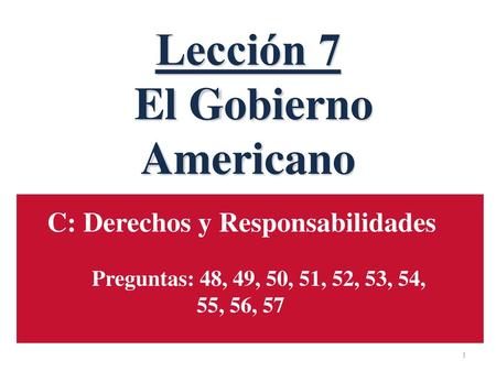 Lección 7 El Gobierno Americano