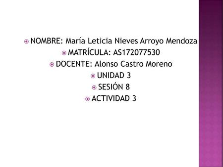 NOMBRE: María Leticia Nieves Arroyo Mendoza MATRÍCULA: AS