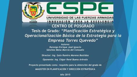 MAGISTER EN PLANIFICACIÓN Y DIRECCIÓN ESTRATÉGICA Año 2015