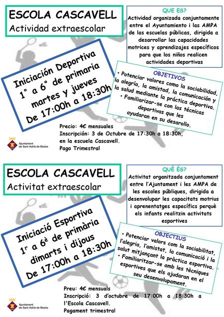 ESCOLA CASCAVELL ESCOLA CASCAVELL Actividad extraescolar