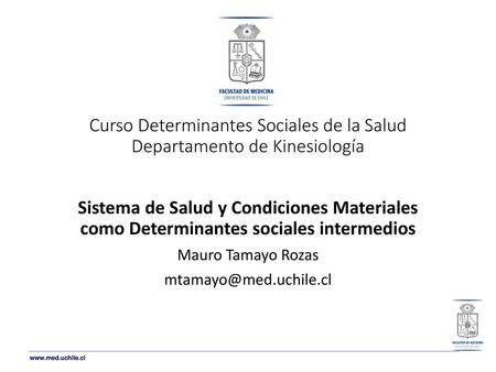 Curso Determinantes Sociales de la Salud Departamento de Kinesiología