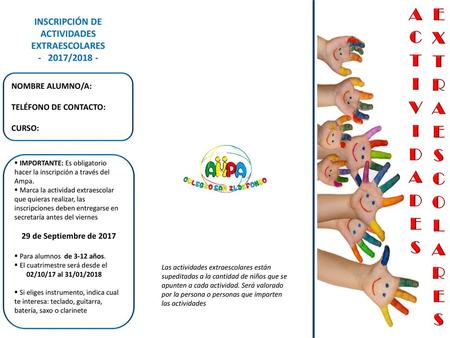 INSCRIPCIÓN DE ACTIVIDADES EXTRAESCOLARES