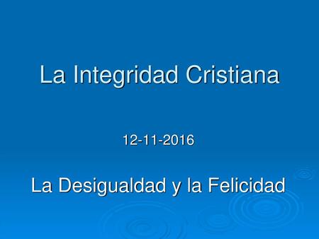 La Integridad Cristiana