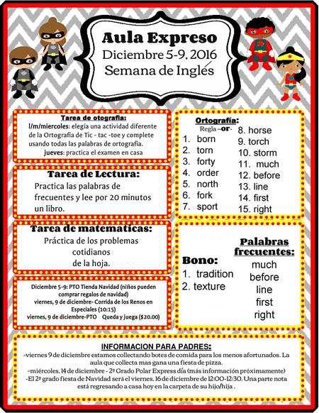 Aula Expreso Semana de Ingles Diciembre 5-9, 2016 much before