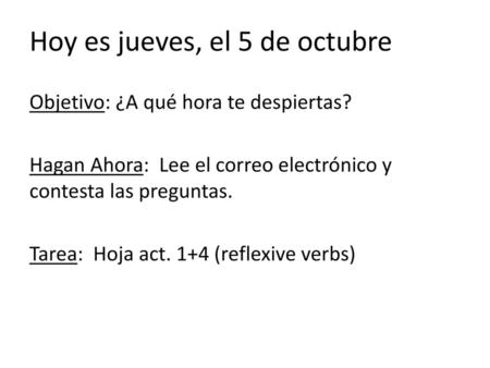 Hoy es jueves, el 5 de octubre