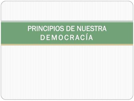 PRINCIPIOS DE NUESTRA DEMOCRACÍA