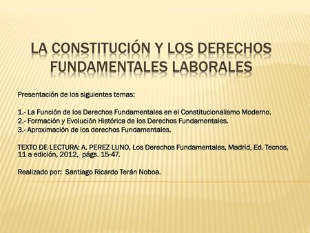 LA CONSTITUCIÓN Y LOS DERECHOS FUNDAMENTALES LABORALES