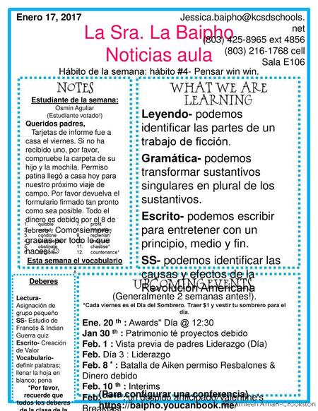 Estudiante de la semana: Esta semana el vocabulario :