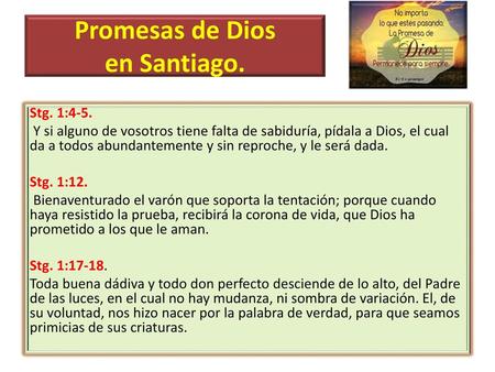 Promesas de Dios en Santiago.
