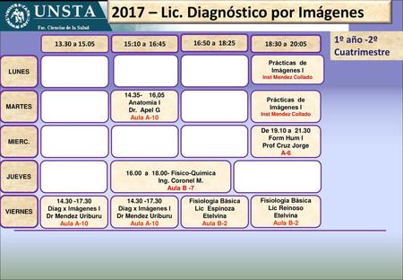 2017 – Lic. Diagnóstico por Imágenes