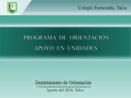 PROGRAMA DE ORIENTACIÓN APOYO EN UNIDADES