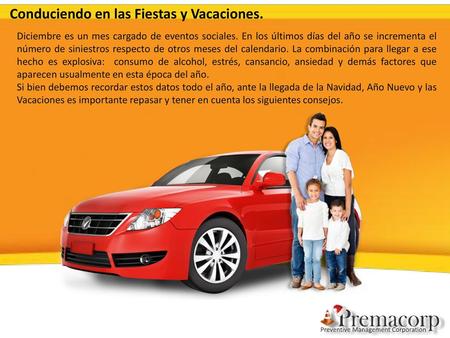Conduciendo en las Fiestas y Vacaciones.