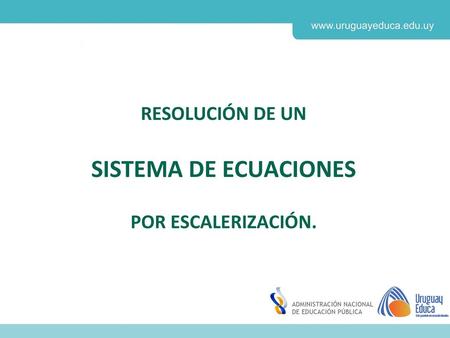 RESOLUCIÓN DE UN SISTEMA DE ECUACIONES POR ESCALERIZACIÓN.