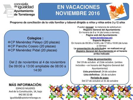 EN VACACIONES NOVIEMBRE 2016