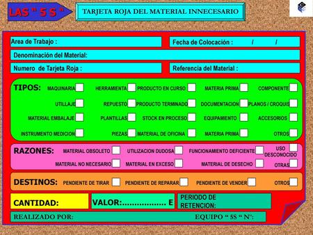 TARJETA ROJA DEL MATERIAL INNECESARIO
