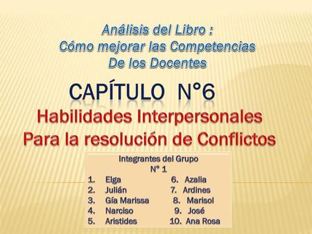 CAPÍTULO N°6 Habilidades Interpersonales