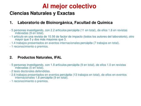 Al mejor colectivo Ciencias Naturales y Exactas