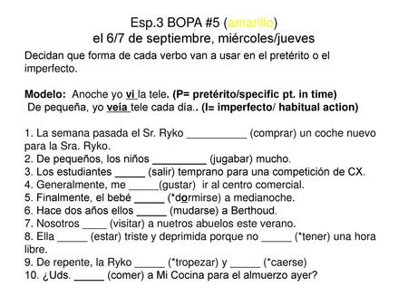 Esp.3 BOPA #5 (amarillo) el 6/7 de septiembre, miércoles/jueves