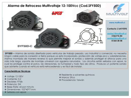 Alarma de Retroceso Multivoltaje Vcc (Cod.SFY50D)